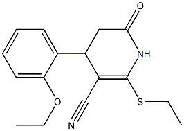 4-(2-ethoxyphenyl)-2-(ethylsulfanyl)-6-oxo-1,4,5,6-tetrahydro-3-pyridinecarbonitrile Struktur