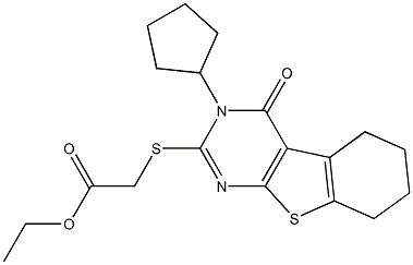 ethyl [(3-cyclopentyl-4-oxo-3,4,5,6,7,8-hexahydro[1]benzothieno[2,3-d]pyrimidin-2-yl)sulfanyl]acetate Struktur