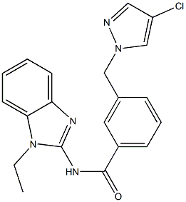 3-[(4-chloro-1H-pyrazol-1-yl)methyl]-N-(1-ethyl-1H-benzimidazol-2-yl)benzamide Struktur