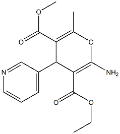 3-ethyl 5-methyl 2-amino-6-methyl-4-(3-pyridinyl)-4H-pyran-3,5-dicarboxylate Struktur