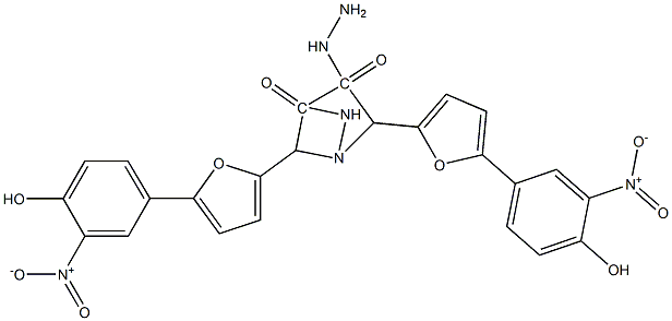 N'~1~,N'~2~-bis[(5-{4-hydroxy-3-nitrophenyl}-2-furyl)methylene]ethanedihydrazide Struktur