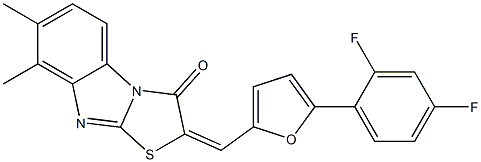 2-{[5-(2,4-difluorophenyl)-2-furyl]methylene}-7,8-dimethyl[1,3]thiazolo[3,2-a]benzimidazol-3(2H)-one Struktur