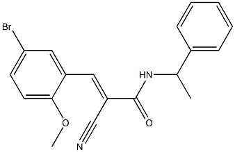 3-(5-bromo-2-methoxyphenyl)-2-cyano-N-(1-phenylethyl)acrylamide Struktur