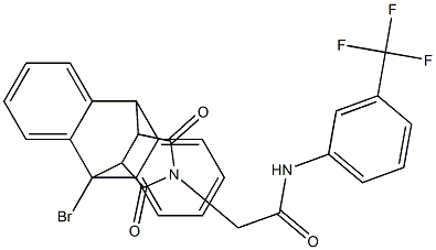 2-(1-bromo-16,18-dioxo-17-azapentacyclo[6.6.5.0~2,7~.0~9,14~.0~15,19~]nonadeca-2,4,6,9,11,13-hexaen-17-yl)-N-[3-(trifluoromethyl)phenyl]acetamide Struktur