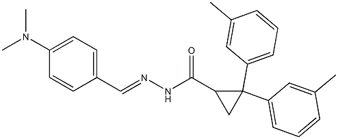 N'-[4-(dimethylamino)benzylidene]-2,2-bis(3-methylphenyl)cyclopropanecarbohydrazide Struktur