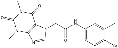 N-(4-bromo-3-methylphenyl)-2-(1,3-dimethyl-2,6-dioxo-1,2,3,6-tetrahydro-7H-purin-7-yl)acetamide Struktur