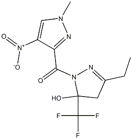 3-ethyl-1-({4-nitro-1-methyl-1H-pyrazol-3-yl}carbonyl)-5-(trifluoromethyl)-4,5-dihydro-1H-pyrazol-5-ol Struktur