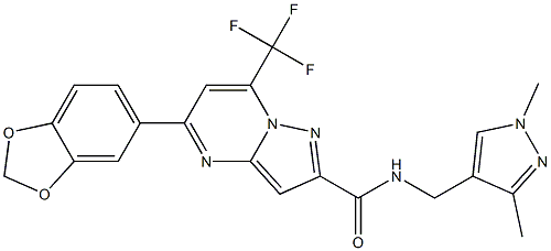 5-(1,3-benzodioxol-5-yl)-N-[(1,3-dimethyl-1H-pyrazol-4-yl)methyl]-7-(trifluoromethyl)pyrazolo[1,5-a]pyrimidine-2-carboxamide Struktur