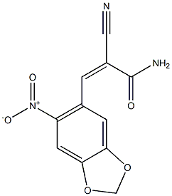 (Z)-2-cyano-3-(6-nitro-1,3-benzodioxol-5-yl)-2-propenamide Struktur