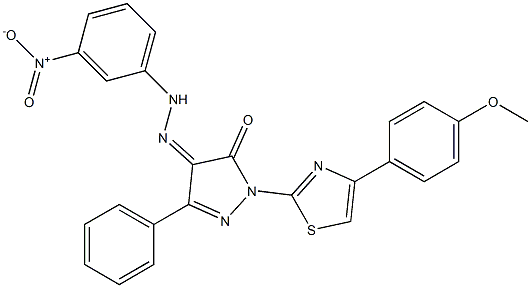 1-[4-(4-methoxyphenyl)-1,3-thiazol-2-yl]-3-phenyl-1H-pyrazole-4,5-dione 4-[N-(3-nitrophenyl)hydrazone] Struktur