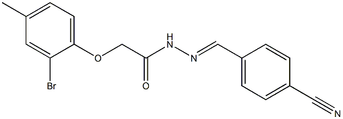 2-(2-bromo-4-methylphenoxy)-N'-[(E)-(4-cyanophenyl)methylidene]acetohydrazide Struktur