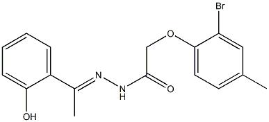 2-(2-bromo-4-methylphenoxy)-N'-[(E)-1-(2-hydroxyphenyl)ethylidene]acetohydrazide Struktur