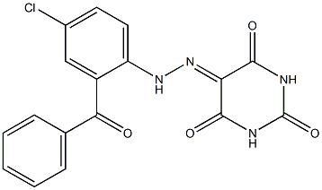 2,4,5,6(1H,3H)-pyrimidinetetrone 5-[N-(2-benzoyl-4-chlorophenyl)hydrazone] Struktur