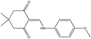 2-[(4-methoxyanilino)methylene]-5,5-dimethyl-1,3-cyclohexanedione Struktur