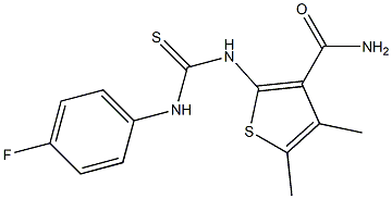 2-{[(4-fluoroanilino)carbothioyl]amino}-4,5-dimethyl-3-thiophenecarboxamide Struktur