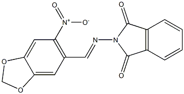 2-{[(E)-(6-nitro-1,3-benzodioxol-5-yl)methylidene]amino}-1H-isoindole-1,3(2H)-dione Struktur