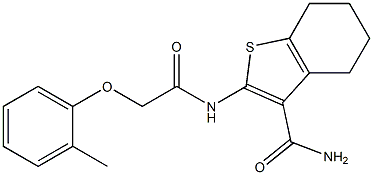 2-{[2-(2-methylphenoxy)acetyl]amino}-4,5,6,7-tetrahydro-1-benzothiophene-3-carboxamide Struktur