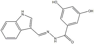 3,5-dihydroxy-N'-[(E)-1H-indol-3-ylmethylidene]benzohydrazide Struktur