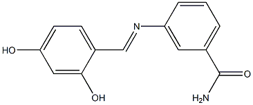 3-{[(E)-(2,4-dihydroxyphenyl)methylidene]amino}benzamide Struktur