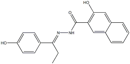 3-hydroxy-N'-[(E)-1-(4-hydroxyphenyl)propylidene]-2-naphthohydrazide Struktur