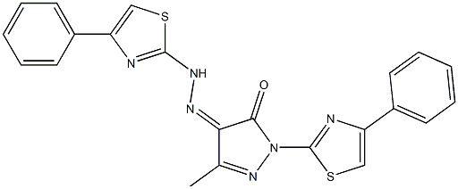 3-methyl-1-(4-phenyl-1,3-thiazol-2-yl)-1H-pyrazole-4,5-dione 4-[N-(4-phenyl-1,3-thiazol-2-yl)hydrazone] Struktur