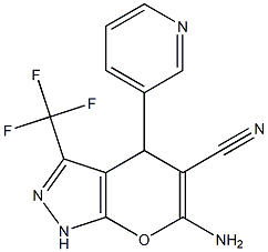 6-amino-4-(3-pyridinyl)-3-(trifluoromethyl)-1,4-dihydropyrano[2,3-c]pyrazole-5-carbonitrile Struktur