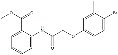 methyl 2-{[2-(4-bromo-3-methylphenoxy)acetyl]amino}benzoate Struktur