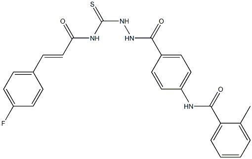 N-(4-{[2-({[(E)-3-(4-fluorophenyl)-2-propenoyl]amino}carbothioyl)hydrazino]carbonyl}phenyl)-2-methylbenzamide Struktur