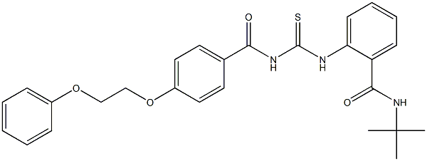 N-(tert-butyl)-2-[({[4-(2-phenoxyethoxy)benzoyl]amino}carbothioyl)amino]benzamide Struktur