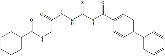 N-[(2-{2-[(cyclohexylcarbonyl)amino]acetyl}hydrazino)carbothioyl][1,1'-biphenyl]-4-carboxamide Struktur