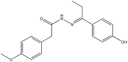 N'-[(E)-1-(4-hydroxyphenyl)propylidene]-2-(4-methoxyphenyl)acetohydrazide Struktur