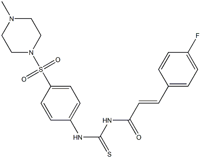 N-[(E)-3-(4-fluorophenyl)-2-propenoyl]-N'-{4-[(4-methyl-1-piperazinyl)sulfonyl]phenyl}thiourea Struktur