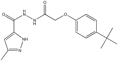 N'-{2-[4-(tert-butyl)phenoxy]acetyl}-3-methyl-1H-pyrazole-5-carbohydrazide Struktur