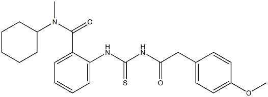 N-cyclohexyl-2-[({[2-(4-methoxyphenyl)acetyl]amino}carbothioyl)amino]-N-methylbenzamide Struktur