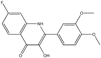 2-(3,4-dimethoxyphenyl)-7-fluoro-3-hydroxyquinolin-4(1H)-one Struktur