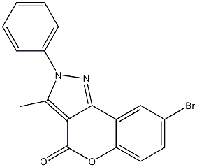 8-Bromo-3-methyl-2-(phenyl)[1]benzopyrano[4,3-c]pyrazol-4(2H)-one Struktur