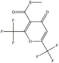 2,6-Bis(trifluoromethyl)-4-oxo-4H-pyran-3-thiocarboxylic acid S-methyl ester Struktur