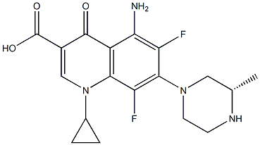 5-Amino-1-cyclopropyl-6,8-difluoro-1,4-dihydro-7-[(3S)-3-methyl-1-piperazinyl]-4-oxoquinoline-3-carboxylic acid Struktur