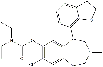 Diethylcarbamic acid [(7-chloro-3-methyl-1-(2,3-dihydrobenzofuran-7-yl)-2,3,4,5-tetrahydro-1H-3-benzazepin)-8-yl] ester Struktur