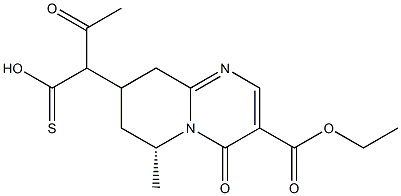 8-[(R)-Acetylthio(carboxy)methyl]-6,7,8,9-tetrahydro-6-methyl-4-oxo-4H-pyrido[1,2-a]pyrimidine-3-carboxylic acid 3-ethyl ester Struktur