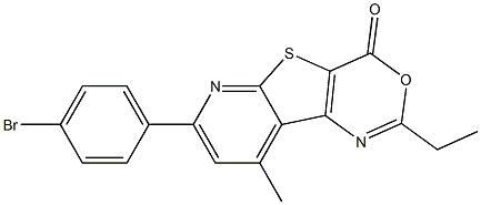 2-Ethyl-9-methyl-7-(4-bromophenyl)-4H-pyrido[3',2':4,5]thieno[3,2-d][1,3]oxazin-4-one Struktur