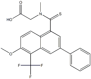 [N-[(3-Phenyl-5-trifluoromethyl-6-methoxy-1-naphthalenyl)thiocarbonyl]-N-methylamino]acetic acid Struktur