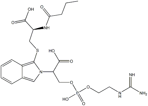 S-[2-[2-[[[2-[[Amino(imino)methyl]amino]ethoxy]phosphonyl]oxy]-1-carboxyethyl]-2H-isoindol-1-yl]-N-butyryl-L-cysteine Struktur