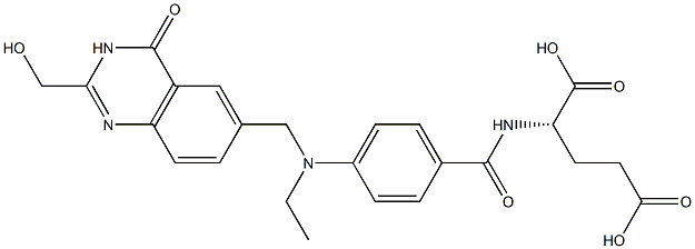 (2S)-2-[4-[N-[(3,4-Dihydro-2-hydroxymethyl-4-oxoquinazolin)-6-ylmethyl]-N-ethylamino]benzoylamino]glutaric acid Struktur