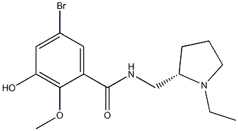 5-Bromo-3-hydroxy-2-methoxy-N-[[(2S)-1-ethyl-2-pyrrolidinyl]methyl]benzamide Struktur