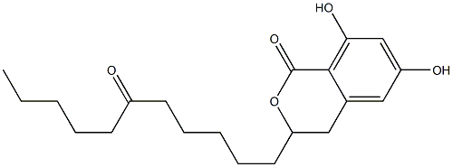 3,4-Dihydro-6,8-dihydroxy-3-(6-oxoundecyl)-1H-2-benzopyran-1-one Struktur