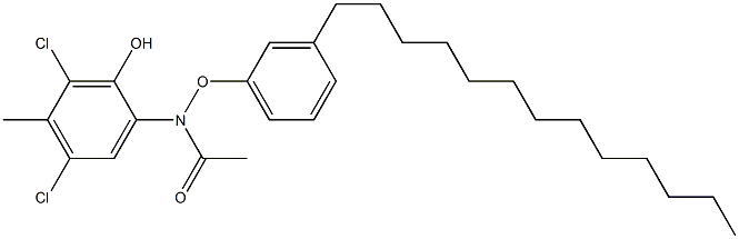 2-(3-Tridecylphenoxyacetylamino)-4,6-dichloro-5-methylphenol Struktur