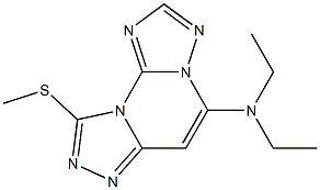 9-Methylthio-5-diethylaminobis[1,2,4]triazolo[1,5-a:4',3'-c]pyrimidine Struktur