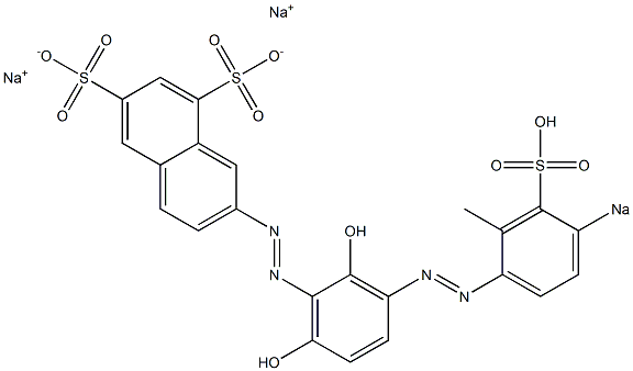 2-[3-(2-Methyl-4-sodiosulfophenylazo)-2,6-dihydroxyphenylazo]-6,8-naphthalenedisulfonic acid disodium salt Struktur