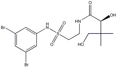 [S,(-)]-N-[2-[(3,5-Dibromophenyl)sulfamoyl]ethyl]-2,4-dihydroxy-3,3-dimethylbutyramide Struktur